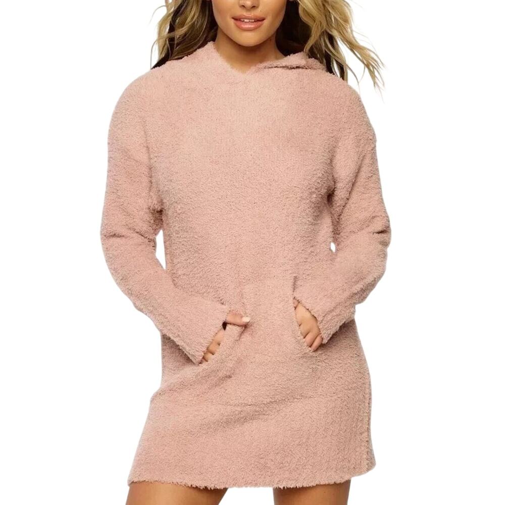 Felina Denali Cozy Knit Hooded Tunic Top - Size XL - Pink